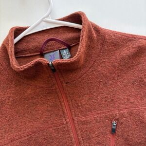 Ibex Pullover Quarter Zip Mens Large Rust Orange Merino Wool Blend Made in USA